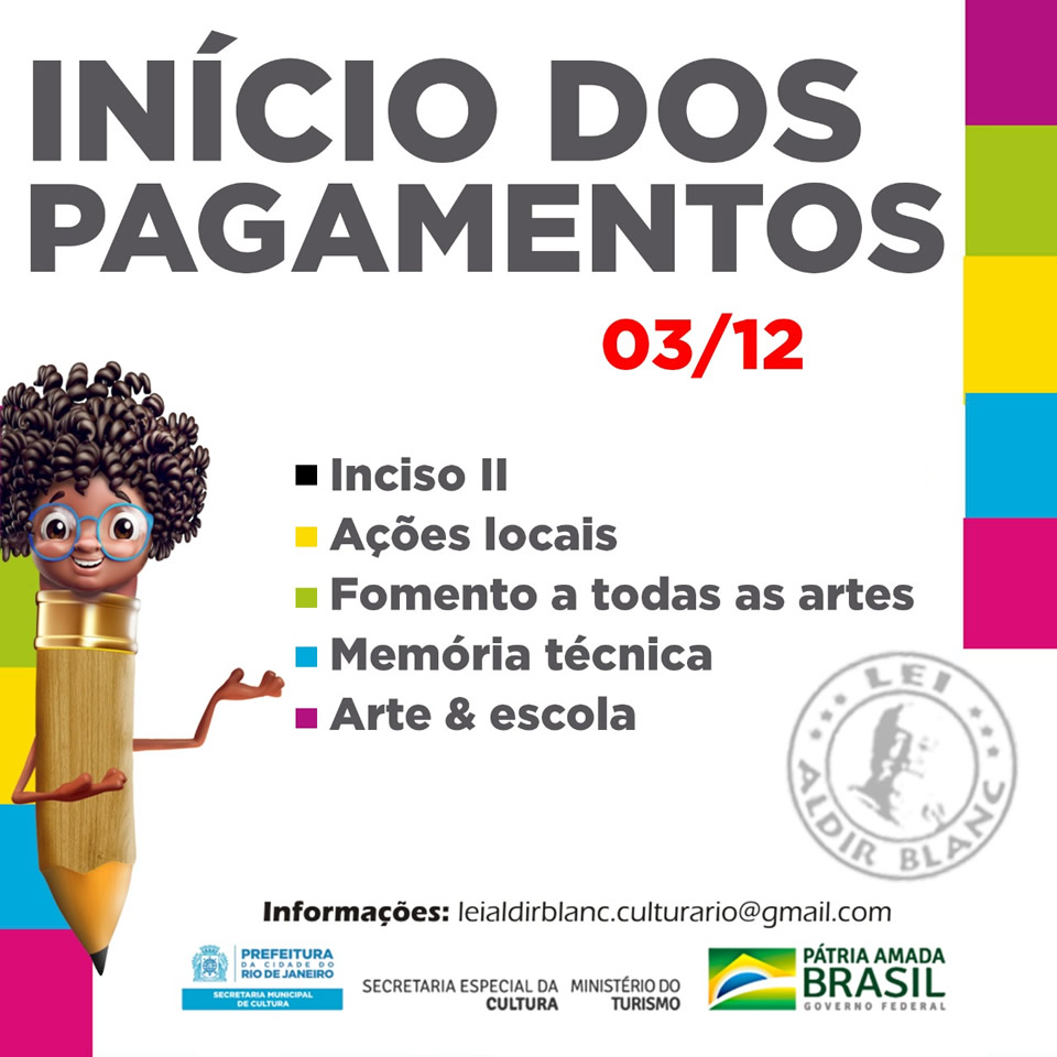 Cultura do Rio inicia pagamento da Lei Aldir Blanc nesta quinta-feira (03)